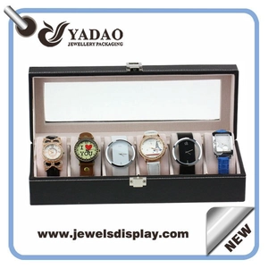 Similpelle coperto vassoio dispaly orologio bloccato con produzione coperchio trasparente
