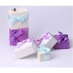 De lujo hechos a mano a medida de joyería Cajas y caja del anillo collar y la caja de joyería de plegado de papel caja de la joyería con la cinta