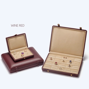 Luxury leather jewelry display storage case high quality red and green color in stock