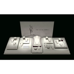 Haga su joyería Perfect-China proveedor personalizado OEM ODM conjunto de exhibición de joyería de cuero de la PU, conjunto de exhibición de joyería arílica, conjunto de exhibición de joyería de laca con impresión de logotipo gratis