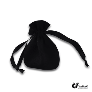 Noble piccolo nero morbido con coulisse velluto gioielli rotondo sacchetto all'ingrosso