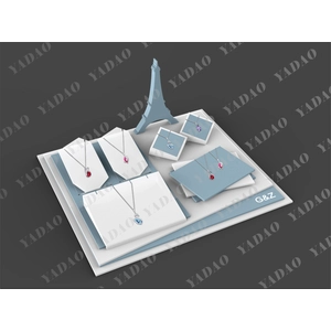 Fabricante profesional Grado superior exhibición de la joyería MDF Set + cubierto Display joyería de cuero importado Set para Joyerías Escaparate
