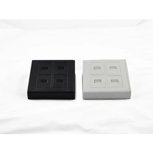 Wholesale square Black and White Pu leather custom Logo ring tray Jewelry Display