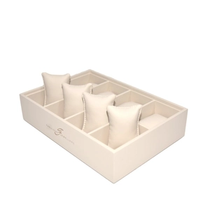 Yadao customized jewelry display tray pillow insert for bracelet beige leather display tray