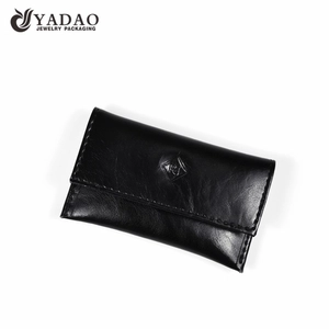 Pochette à bijoux en cuir PU noble Yadao Pochette d'emballage noire avec fermeture à pression