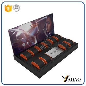 customize brand luxury watch display showcase jewelry display set design leather finish