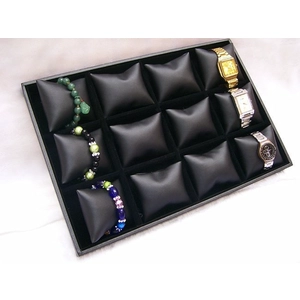 gris / café / pulsera de terciopelo negro / bandeja de la exhibición del reloj de exhibición de la joyería de la manera fija el precio al por mayor barato para requisitos particulares