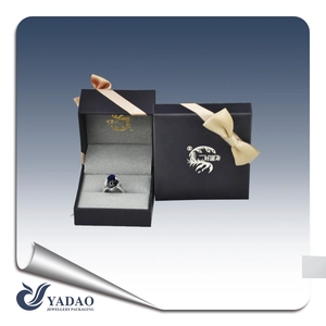 high quality plastic jewelry box customize smooth touch with bowknot logo printing