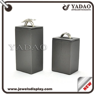 หรูสีดำหนังเครื่องประดับแหวนนิ้วจอแสดงผลยืน / ผู้ถือแหวนนิ้ว