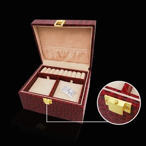 lujo maravilloso hermoso plástico conveniente + caja de joyería de cuero de la pu / caja de joyas en stock con precio favorable