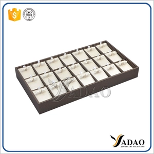 pu leather cover stackable wooden earring display tray jewelry showcase earring display