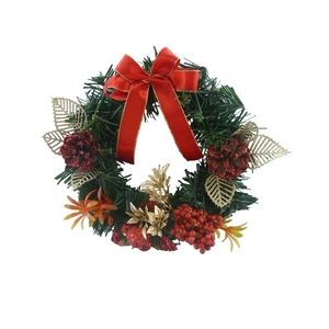 guirlanda de Natal de 20 cm com decorações de laço vermelho