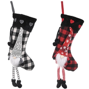 Hanging xmas tree ornaments decor plush candy gift bags santa knit christmas stocking
