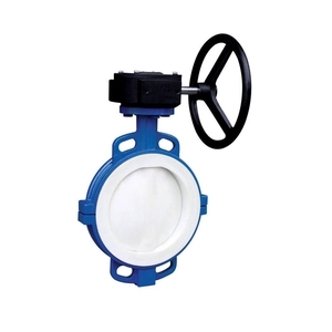 ANSI 150 ductile iron worm gear acid butterfly valve ptfe lined dn65 pn16