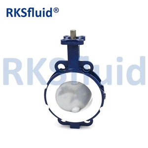 China chinese butterfly valve DN125 5IN wafer lug PTFE PFA  coated acid alkali application