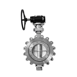 DN400 PN16 CF8 Sedicidad de acero inoxidable Brida industrial Válvula de mariposa triple