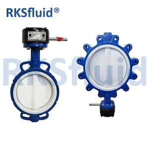 Teflon PTFE / FEP / PFA / EPDM Absperrklappe Wafer / Flansch / Öse Absperrklappe CF8 Di Ci 150 lb PTFE Hefe aus duktilem Eisen mit starker Säure Opreated Wafer Lug Butterf Valve