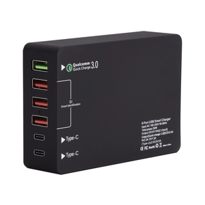 China E-sun 60W Multi Port Charging Station 6 Port USB Type-C PD Charger QC3.0 Fast Charger For Laptop Smart Phone Tablet manufacturer