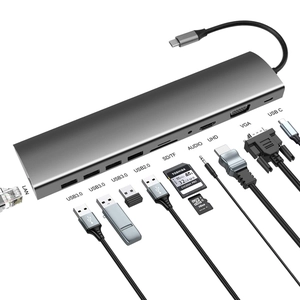 China E-Sun 11 in 1 Type-C Hub Docking Adapter to USB C USB3.0 HD MI VGA SD TF PD Converter Extension Dock manufacturer