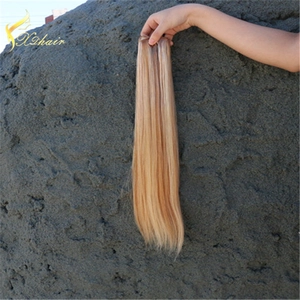 Cina 100% Remy Double Drawn Brazilian Human Hair Extensions piano color remy hair machine weft 100g produttore
