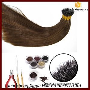 porcelana 2015 la venta caliente de alta calidad de China de fábrica del pelo brasileño recto pelo humano Nano anillo extensiones de cabello fabricante