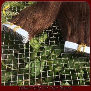 China 2015 Wholesale Factory Cheap Price Brazilian Virgin Remy Human Hair PU Skin Weft Double Sided Tape Hair Extensions manufacturer