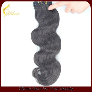 Cina 2015 onda del corpo di alta qualità europea clip di vergine in capelli estensione remy produttore