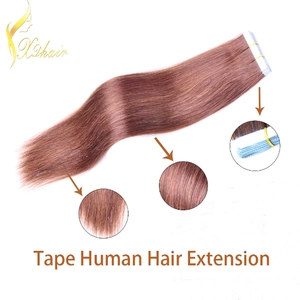 中国 2016 New 100% remy human hair straight single drawn/double drawn invisible tape hair extensions メーカー