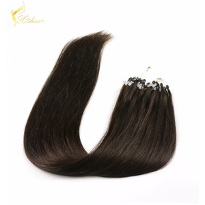 China Best quality no chemical top quality wavy style micro ring 2 loops remy hair manufacturer