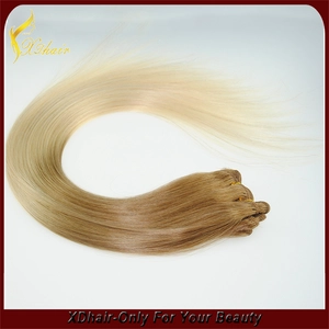 China Best selling products cheap top quality 100% Indian remy human hair weft natural looking two tone double weft hair weave Hersteller