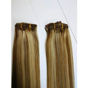 중국 Best selling two tone piano color brazilian human hair top a clip hair extension 제조업체