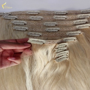 China Cheap Full Head Brazilian Hair Light Golden Yellow Single Color Clip in Human Hair Type manufacturer