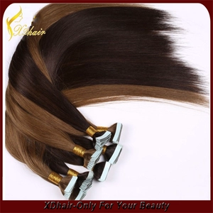 Cina Fast shipping high quality glue 100% Indian virgin remy hair double drawn American blue glue dark brown tape hair extension produttore