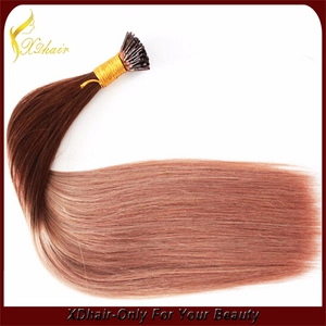China First selling brand name best colored Indian virgin remy hair two tone I tip hair extension stick tip human hair manufacturer