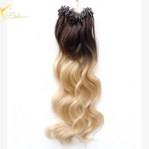中国 Full cuticle aligned 100% brazilian hair human hair type virgin remy micro ring hair メーカー