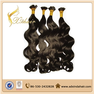 China I tip human hair extensions 0.5g strand remy human hair 100% human hair virgin brazilian hair Cheap Price Wavy Hair fabricante