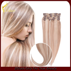 중국 New product hot sale 100% Brazilian virgin remy hair best colored double weft clip in hair extension 제조업체
