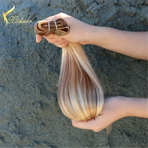 Cina Piano color wholesale price high quality 100% Brazilian remy hair bulk thick ends double weft produttore