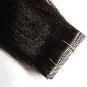 中国 Pu tape hair and hand made pu tape black color natural brazilian hair メーカー