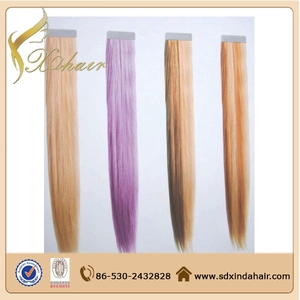porcelana Remy Tape Hair Extensions,Double Drawn Colorful Indian 100 Human Hair Tape In Hair Extentions fabricante