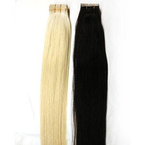 中国 Top quality blond human hair extension blck hair indian pu tape new products メーカー