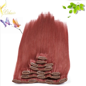 중국 Top quality human hair clip in extension red hair high light color 제조업체