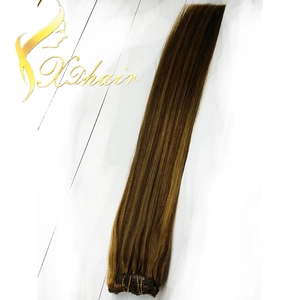China Two color mix clip in human hair extension 7piece per set clip on hair malaysian hair manufacturer