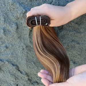 Cina best quality silky straight mix piano color hair short hair brazilian weave produttore