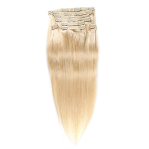 China blonde white full head virgin hair kinky straight clip in hair extensions manufacturer