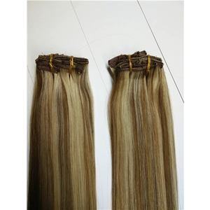 Cina unprocessed brazilian hair double weft blond clip on remy hair extensions with lace produttore