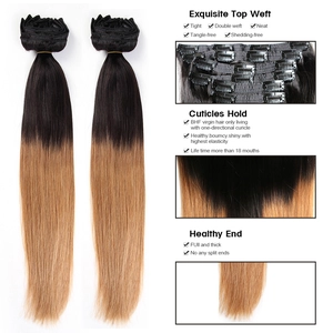 China weavon hair brazilian clip in remy hair extensions 160g manufacturer