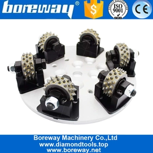 China 250mm Buschhammerbodenschleifplatte mit 6 Roller 45 Zähne Litchi-Oberfläche Hersteller