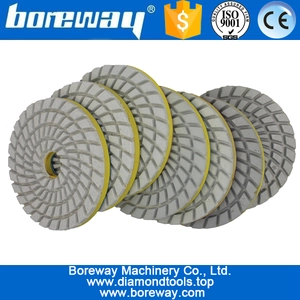 中国 4inch 100mm 7段ホワイトスピリア型サンドイッチダイヤモンド研磨パッド メーカー