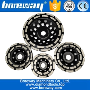 China Disco de moedura de diamante Disco de roda Segmentos Copa Fornecimento de fábrica de roda Diamante Duplo Row Cup Roda preço de atacado fabricante